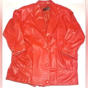 Vintage Red Leather Coat